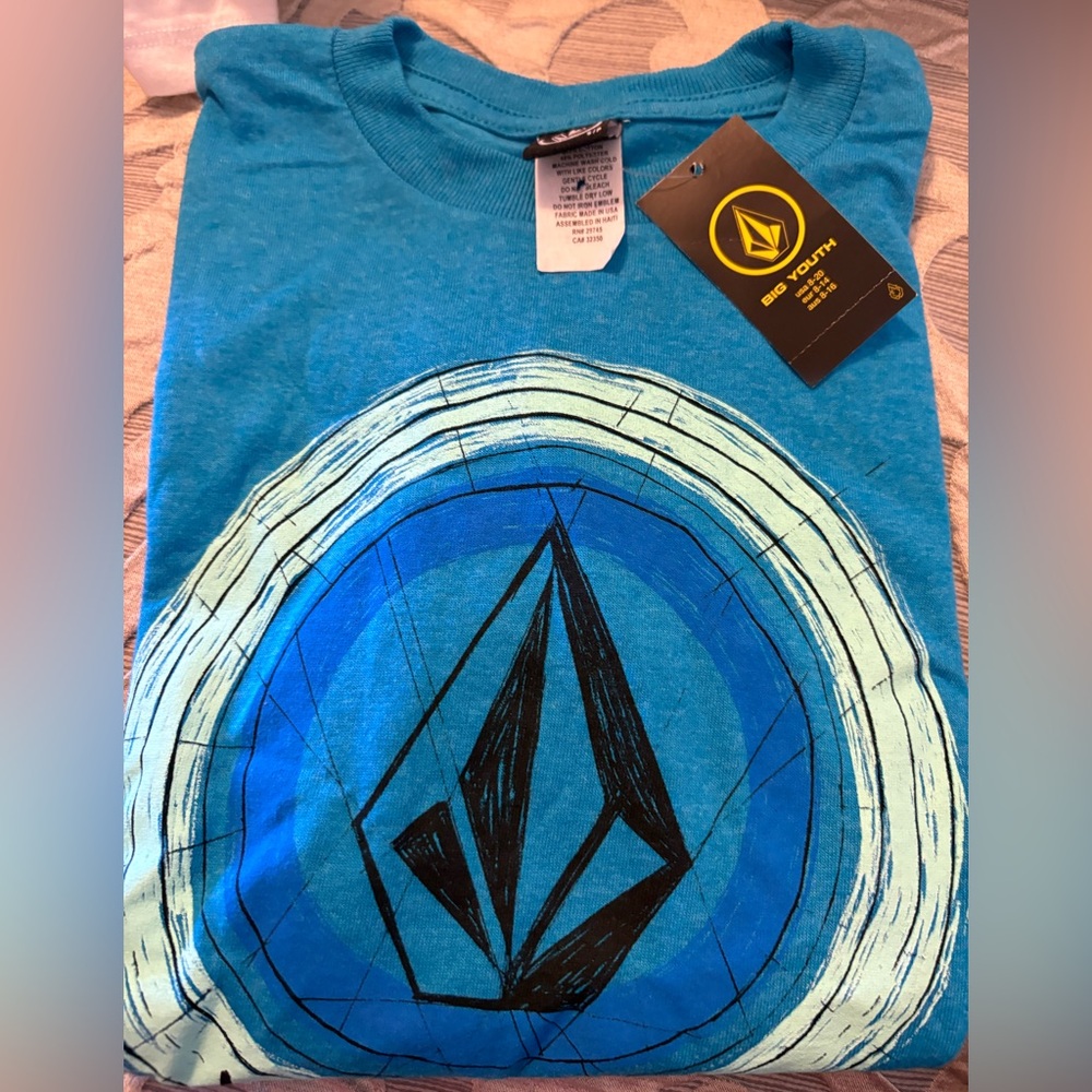 Volcom Boys Big Youth Short Sleeve Stony Fill T-Shirt Blue - Sz Small - Nwt